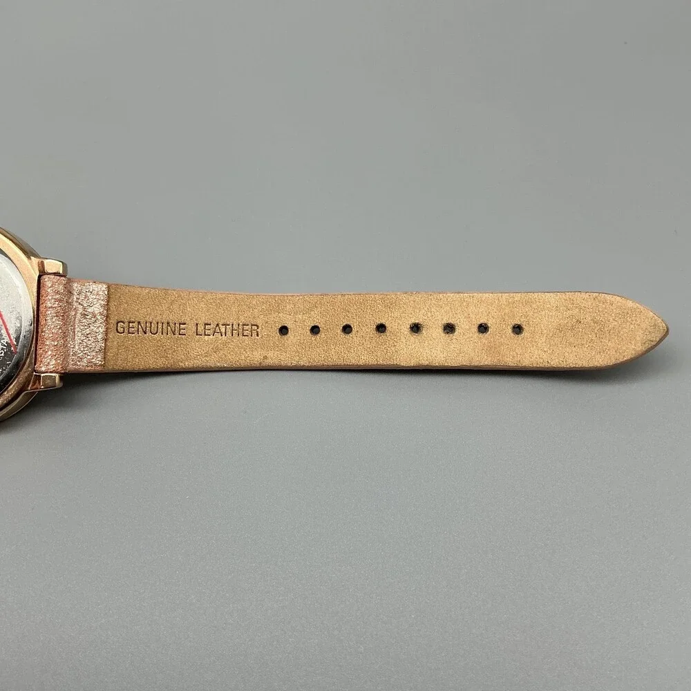 Relic ZR34181 Womens Watch 33mm Octagon Gold Tone Crystals Leather New Battery